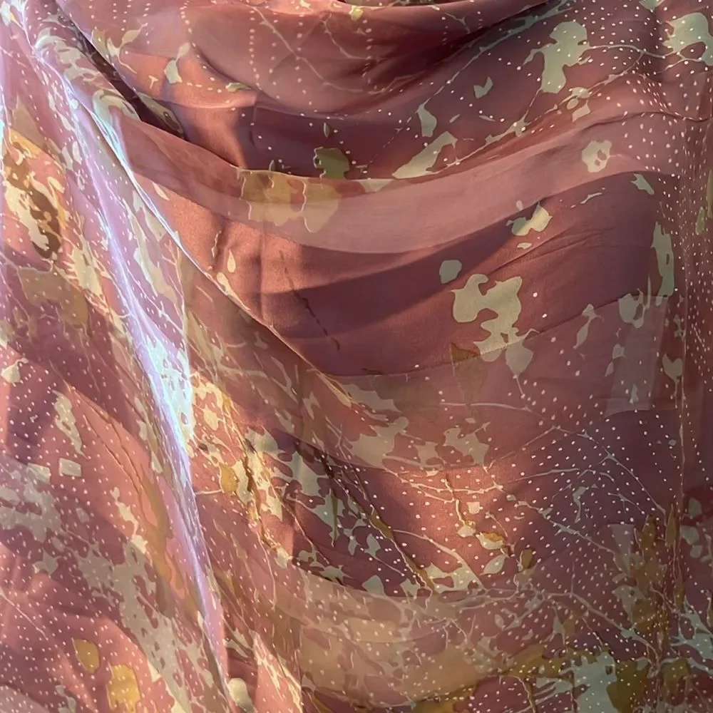 100% silk pink print scarf EUC perfect for every wardrobe so many ways to style